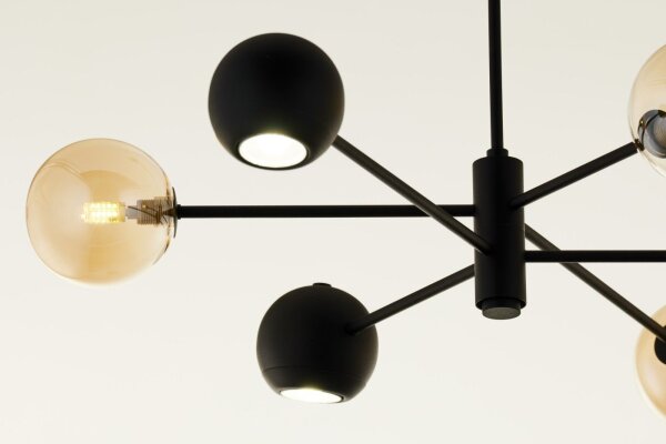 Plafonnier grand verre métal G9 GU10 noir ambre