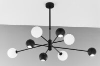 Plafonnier XXL noir m&eacute;tal verre 100 cm G9 GU10