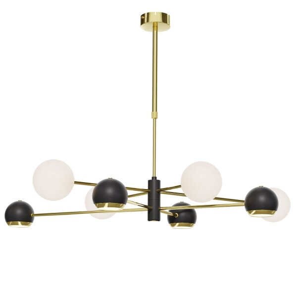 Plafonnier stylé métal verre 100 cm G9 GU10 élégant