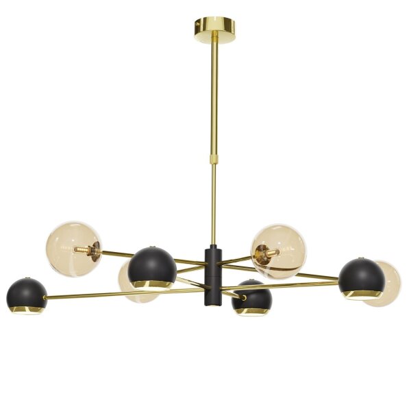 Plafonnier métal verre ambre 100 cm G9 GU10