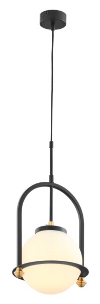 Lampe à suspendre ronde métal verre E27 Ø23 cm en noir