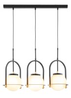 Lampe &agrave; suspendre allong&eacute;e 3 flammes verre...