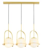 Suspension allong&eacute;e E27 verre laiton 3 flammes 66 cm
