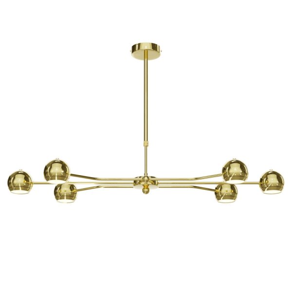 Plafonnier moderne en métal GU10 doré à 6 flammes 106 cm