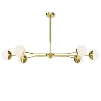 Plafonnier métal verre or blanc G9 6-flmg faible...