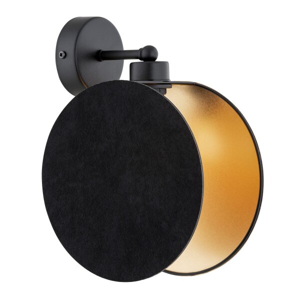 Salon Tissu métal rond Ø 20 cm en noir or E27