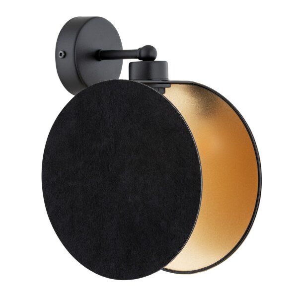 Salon Tissu métal rond Ø 20 cm en noir or E27