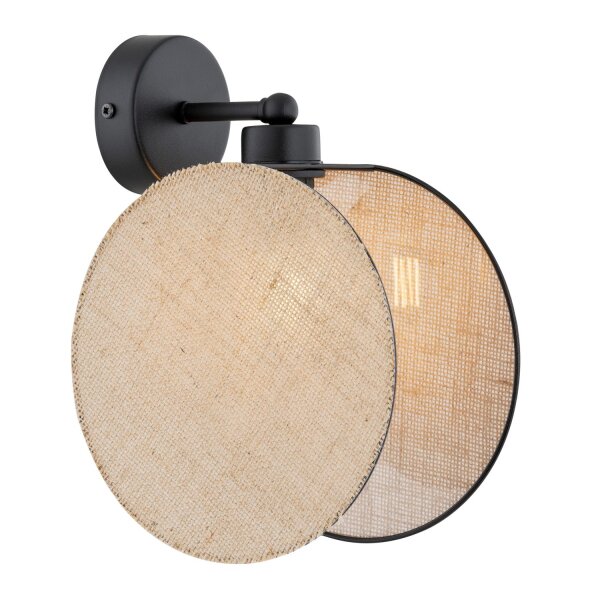 Applique Tissu Métal Ø 20 cm rond Noir Beige E27 THAIS
