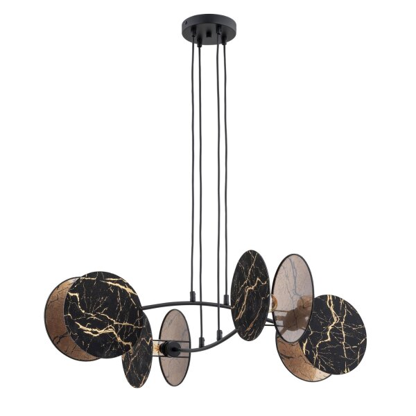 Lampe à suspendre Aspect marbre noir or L : 82 cm Tissu métal