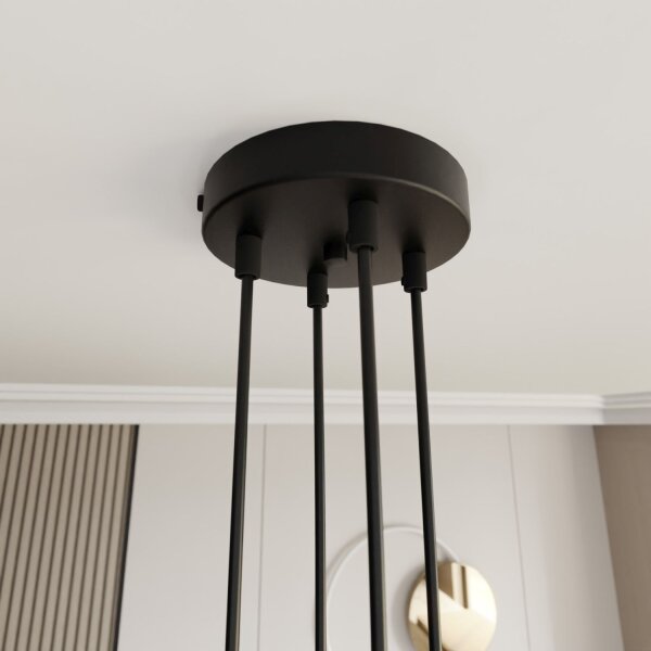 Lampe à suspendre Aspect marbre noir or L : 82 cm Tissu métal