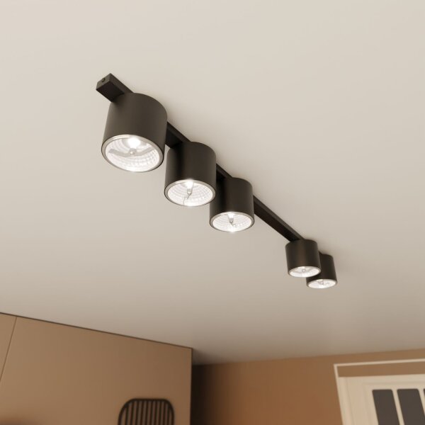 Plafonnier noir 116 cm de long Métal 5-flamme GU10 AR111