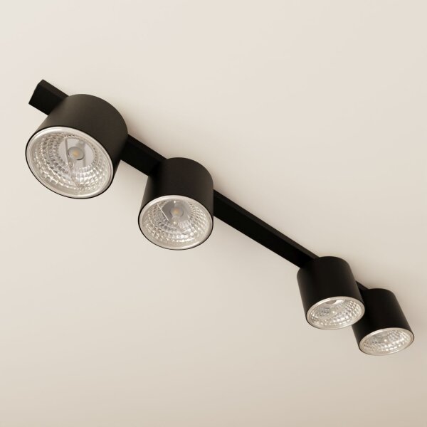 Plafonnier noir 90 cm de long 4-flamme GU10 AR111 Métal