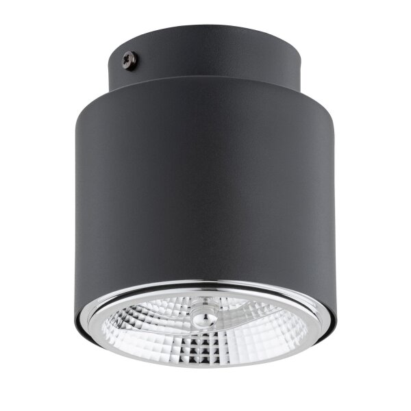 Plafonnier apparent métal Ø 11,5 cm petit GU10 AR111 noir