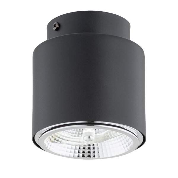 Plafonnier apparent métal Ø 11,5 cm petit GU10 AR111 noir
