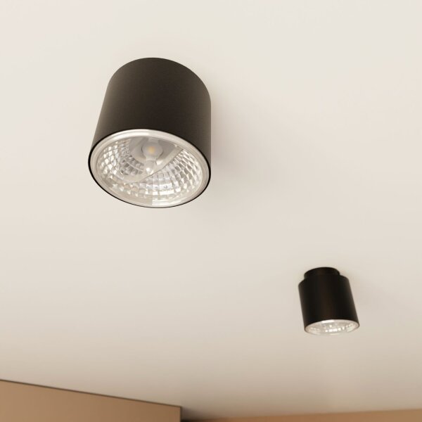 Plafonnier apparent métal Ø 11,5 cm petit GU10 AR111 noir