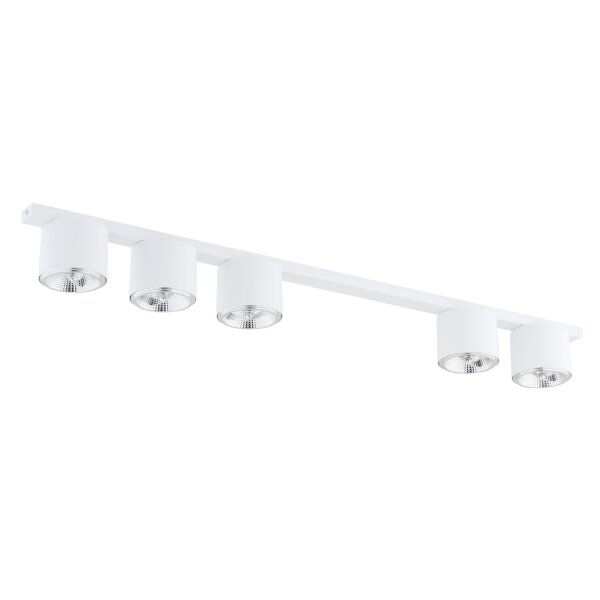 Plafonnier métallique 116 cm de long Blanc 5 flammes GU10 AR111