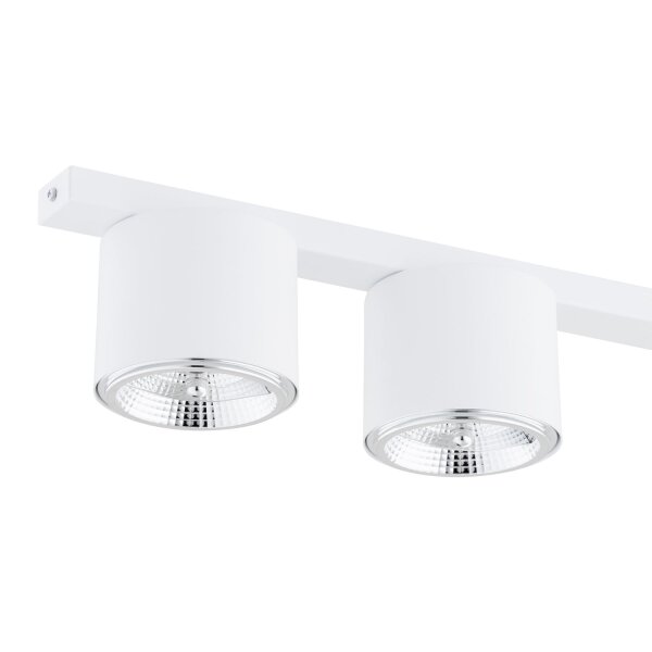 Plafonnier métallique 116 cm de long Blanc 5 flammes GU10 AR111