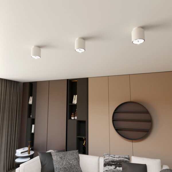 Spot de plafond blanc apparent Ø 11,5 cm H : 12 cm GU10 AR111 Métal