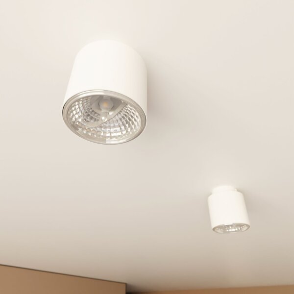 Spot de plafond blanc apparent Ø 11,5 cm H : 12 cm GU10 AR111 Métal