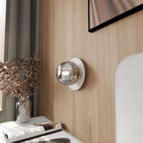 Applique Blanc Gris Ø 20 cm rond Boule Abat-jour E14