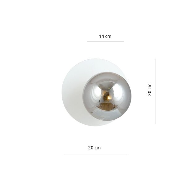 Applique Blanc Gris Ø 20 cm rond Boule Abat-jour E14