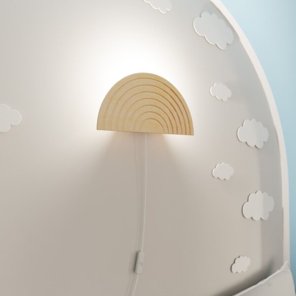 Lampe murale chambre denfant bois avec fiche interrupteur E14