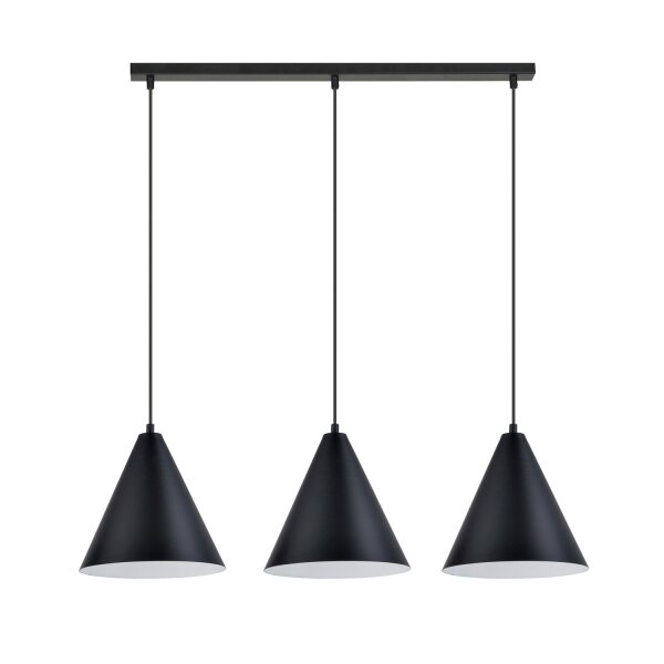 Lampe à suspendre métal L : 92 cm noir blanc E27 3 flammes