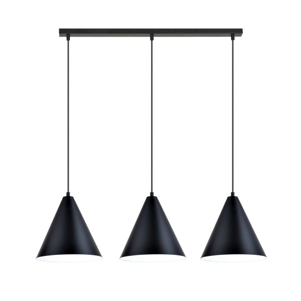 Lampe à suspendre métal L : 92 cm noir blanc E27 3 flammes