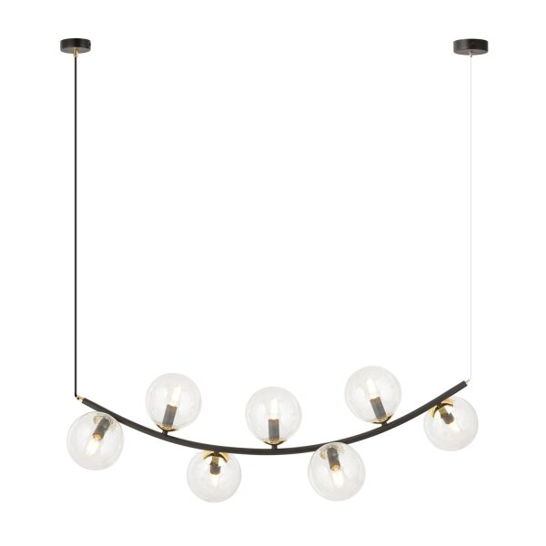 Lampe à suspendre verre métal L : 95 cm H : max. 100 cm 7x E14