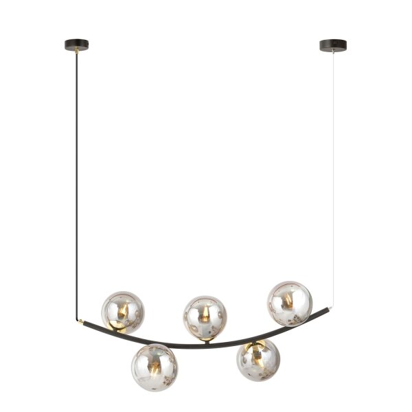 Suspension verre fumé métal L : 80 cm H : max. 1 m 5x E14