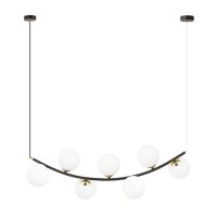 Suspension noir blanc or L : 95 cm 7x E14 m&eacute;tal verre