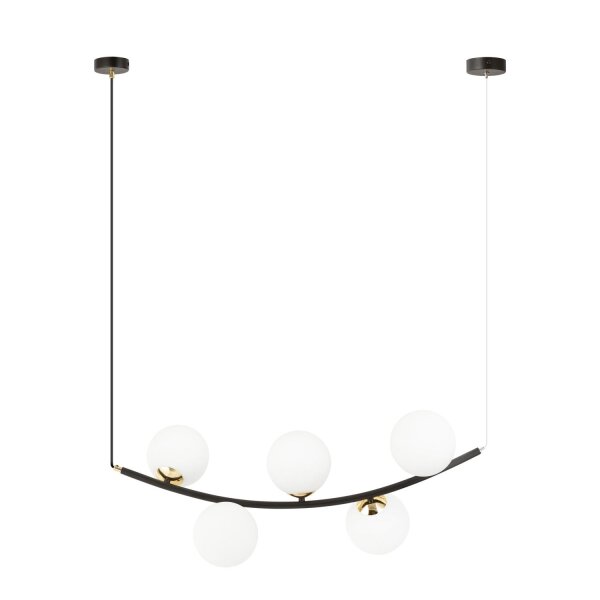 Lampe à suspendre métal verre L : 80 cm H : max. 100 cm E14 5 flammes