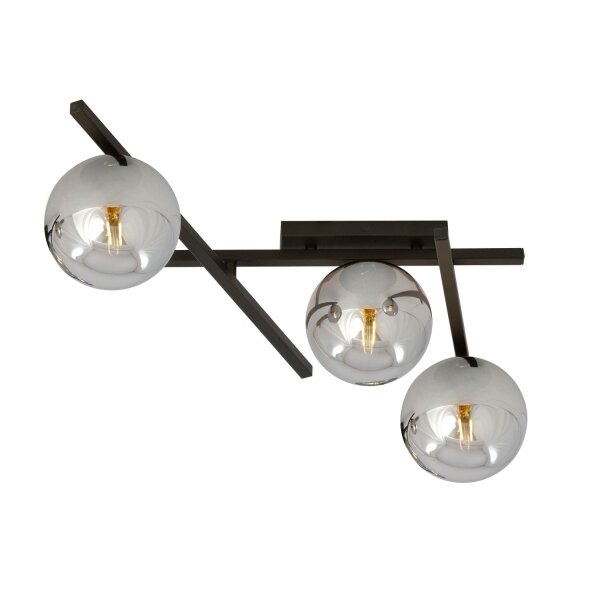 Plafonnier 3 flammes L : 50 cm Verre fumé Métal E14