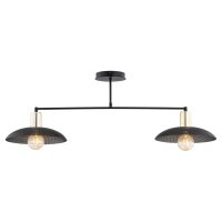 Plafonnier m&eacute;tal 100 cm de long noir or E27 2 flammes