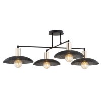 Plafonnier grand 100 cm de long en noir or 4x E27...