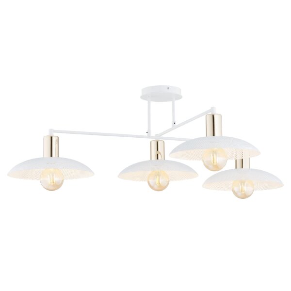 Lampe de plafond blanc or 100 cm de long E27 4-flamme métal