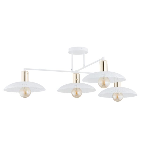 Lampe de plafond blanc or 100 cm de long E27 4-flamme métal