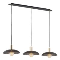 Suspension 3 flammes L : 90 cm Métal noir or E27
