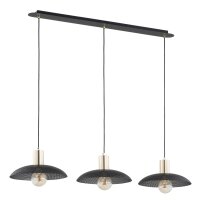Suspension 3 flammes L : 90 cm Métal noir or E27
