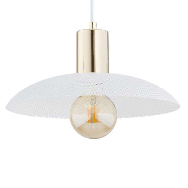 Suspension métal L : 90 cm E27 blanc or 3 flammes E27