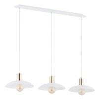 Suspension métal L : 90 cm E27 blanc or 3 flammes E27