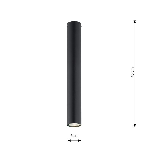 Plafonnier apparent Métal H : 45 cm D : 6 cm Noir GU10