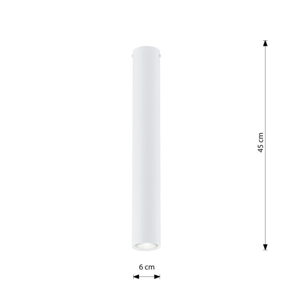 Plafonnier métal D : 6 cm H : 45 cm Blanc GU10 Apparent