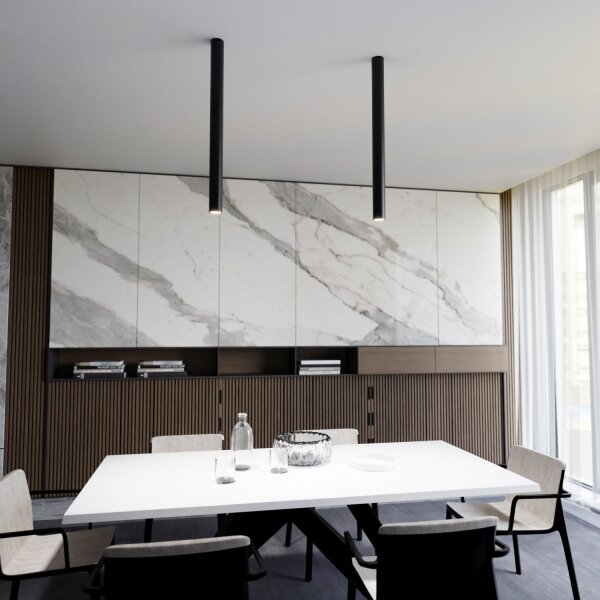 Plafonnier apparent métal XXL H : 80 cm D : 6 cm GU10 noir