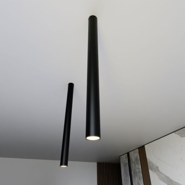 Plafonnier apparent métal XXL H : 80 cm D : 6 cm GU10 noir