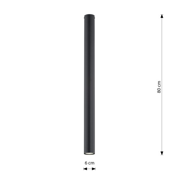Plafonnier apparent métal XXL H : 80 cm D : 6 cm GU10 noir