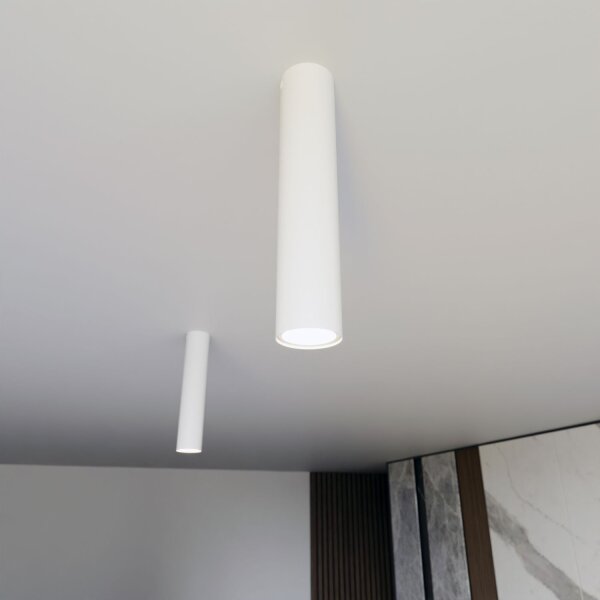 Spot métal rond D : 6 cm H : 30 cm Apparent Blanc GU10 Moderne