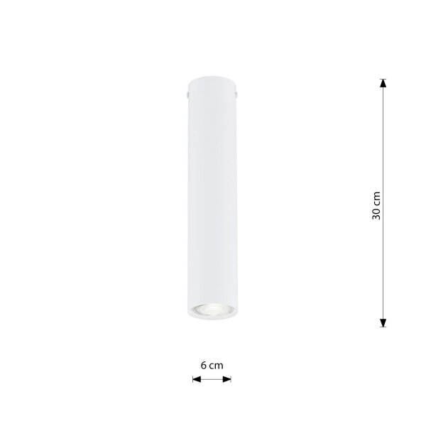 Spot métal rond D : 6 cm H : 30 cm Apparent Blanc GU10 Moderne