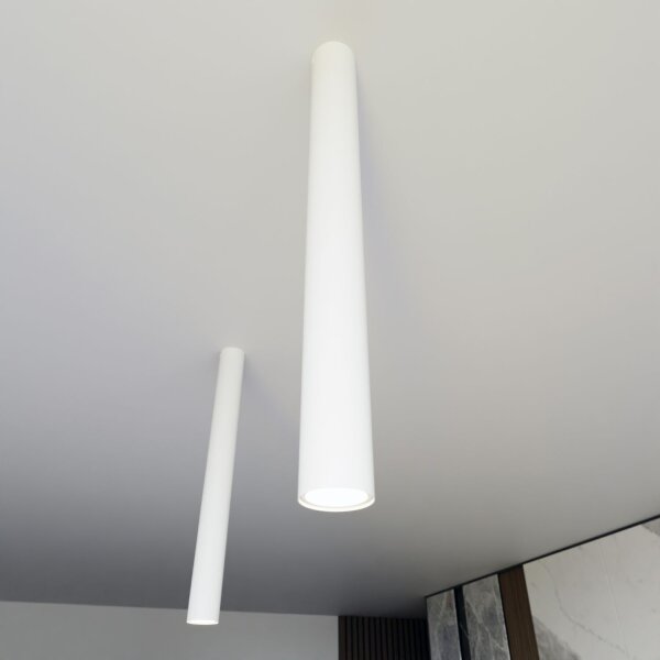 Spot apparent étroit Ø 6 cm H : 60 cm Métal blanc GU10