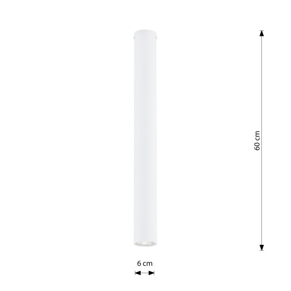 Spot apparent étroit Ø 6 cm H : 60 cm Métal blanc GU10